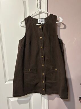 Sister Bloom Brown Button-Front Sleeveless Shift Dress